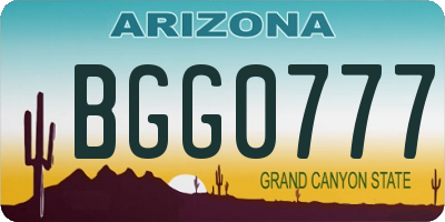 AZ license plate BGG0777