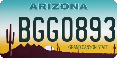 AZ license plate BGG0893