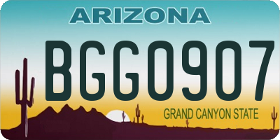AZ license plate BGG0907