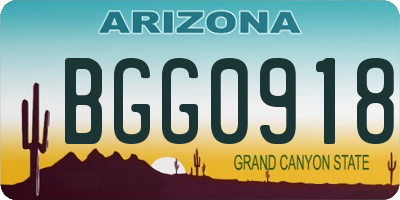 AZ license plate BGG0918