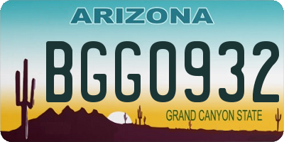 AZ license plate BGG0932