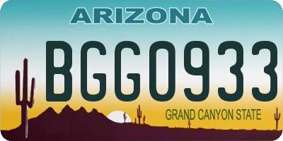 AZ license plate BGG0933