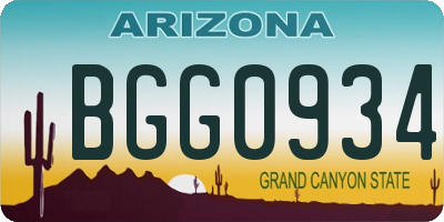 AZ license plate BGG0934