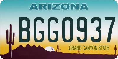 AZ license plate BGG0937