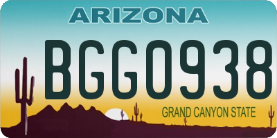 AZ license plate BGG0938