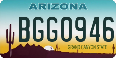 AZ license plate BGG0946