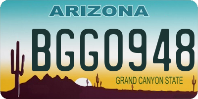AZ license plate BGG0948