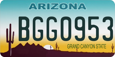 AZ license plate BGG0953
