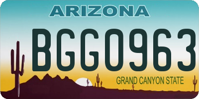 AZ license plate BGG0963