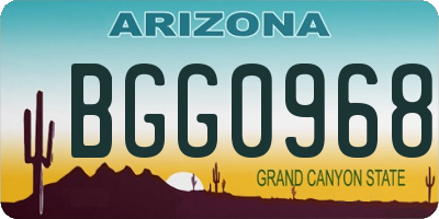 AZ license plate BGG0968