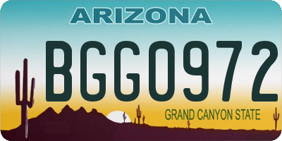 AZ license plate BGG0972