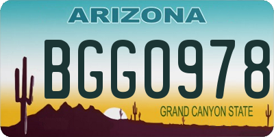 AZ license plate BGG0978
