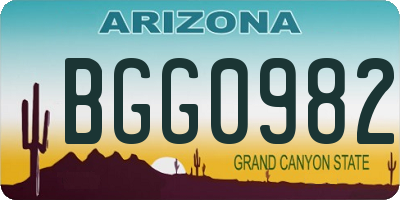 AZ license plate BGG0982