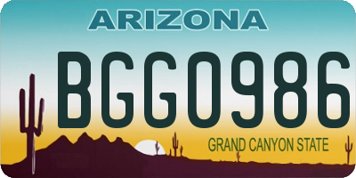 AZ license plate BGG0986