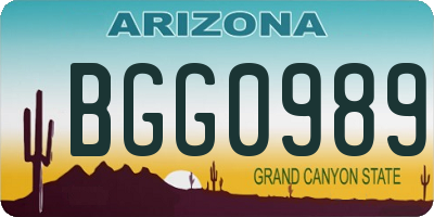 AZ license plate BGG0989