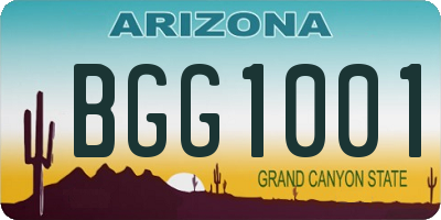 AZ license plate BGG1001