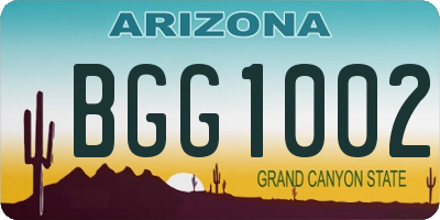 AZ license plate BGG1002