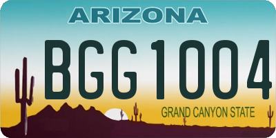 AZ license plate BGG1004