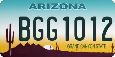 AZ license plate BGG1012