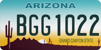 AZ license plate BGG1022