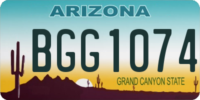 AZ license plate BGG1074
