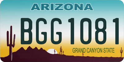 AZ license plate BGG1081