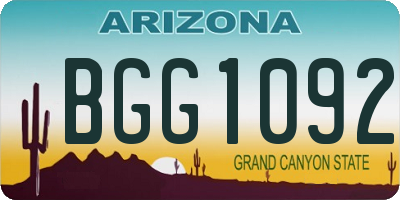 AZ license plate BGG1092