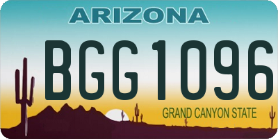 AZ license plate BGG1096