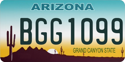 AZ license plate BGG1099
