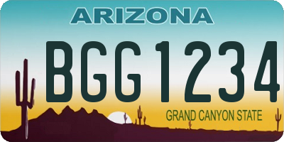 AZ license plate BGG1234