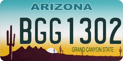 AZ license plate BGG1302