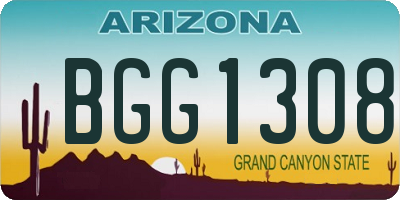 AZ license plate BGG1308