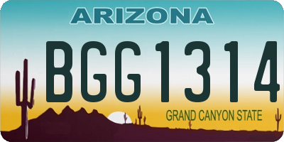 AZ license plate BGG1314