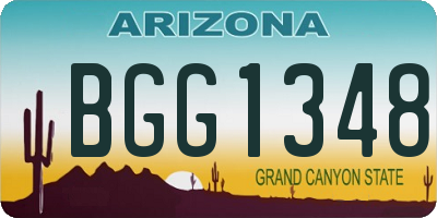 AZ license plate BGG1348