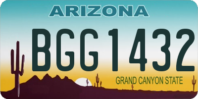 AZ license plate BGG1432