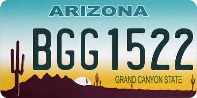 AZ license plate BGG1522
