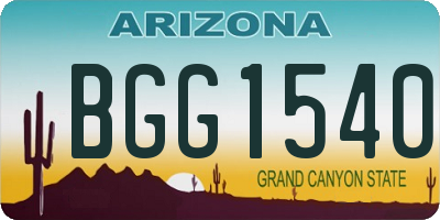 AZ license plate BGG1540