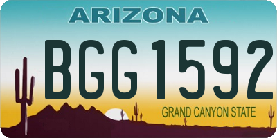 AZ license plate BGG1592