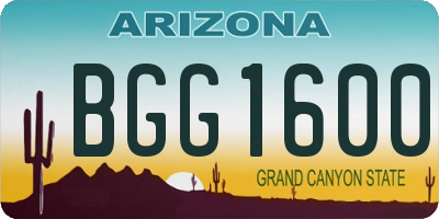 AZ license plate BGG1600
