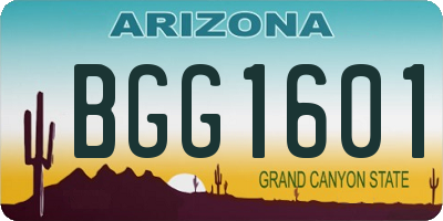 AZ license plate BGG1601