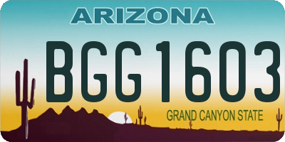 AZ license plate BGG1603