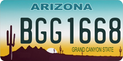 AZ license plate BGG1668