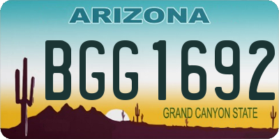 AZ license plate BGG1692