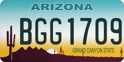 AZ license plate BGG1709