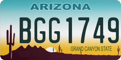 AZ license plate BGG1749