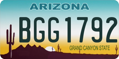 AZ license plate BGG1792
