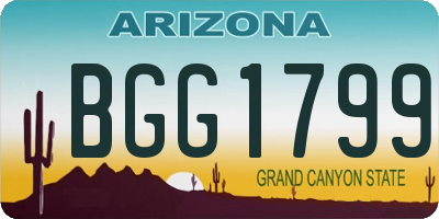 AZ license plate BGG1799