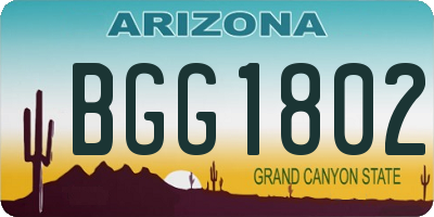 AZ license plate BGG1802