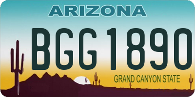 AZ license plate BGG1890