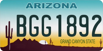 AZ license plate BGG1892